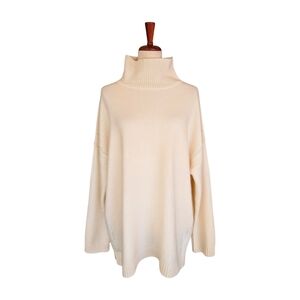 NWT $565 The Kooples Mock-Neck Cashmere Blend‎ Sweater Ecru Size Large